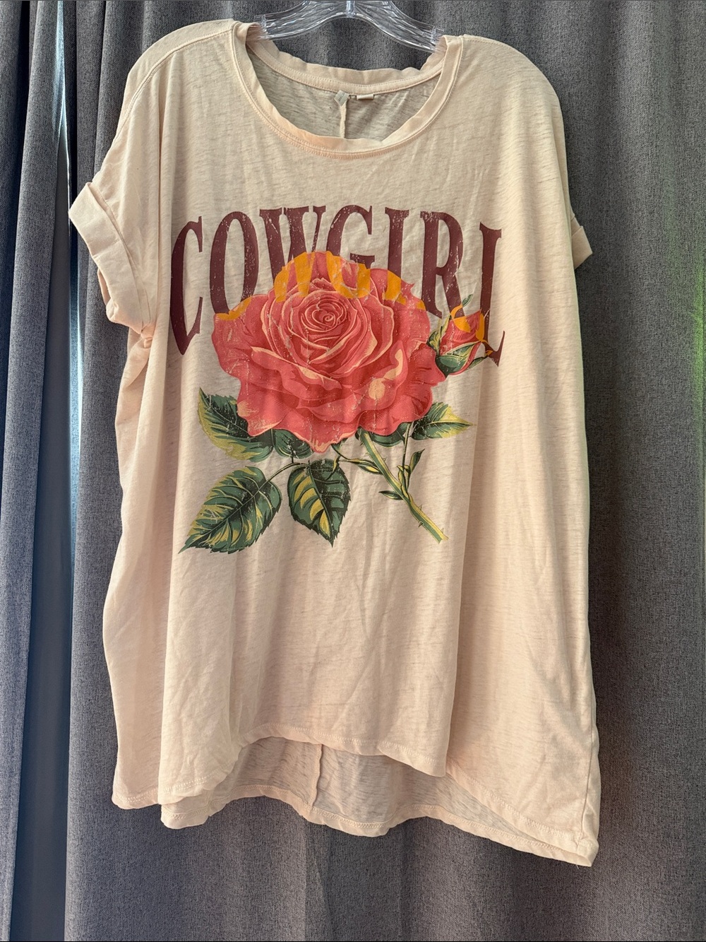 Cato Blush Pink Cowgirl Rose Graphic Tee